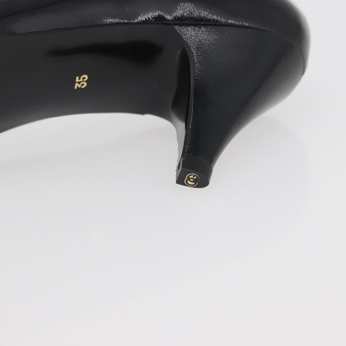 GIVENCHY Heel Patent leather Black Gold Auth ti3934