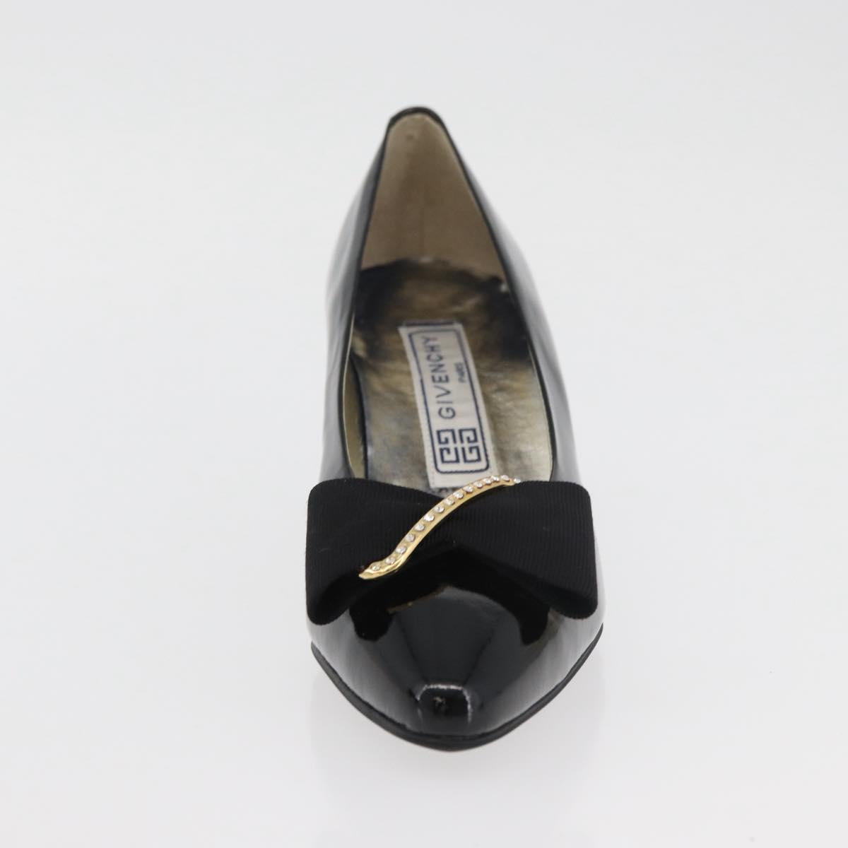 GIVENCHY Heel Patent leather Black Gold Auth ti3934