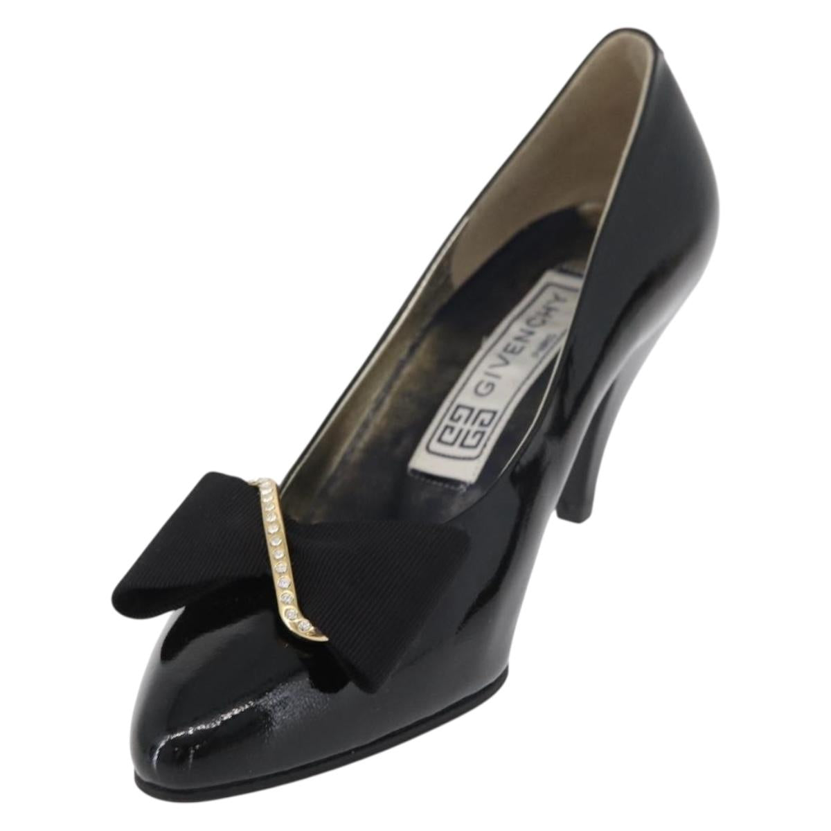 GIVENCHY Heel Patent leather Black Gold Auth ti3934