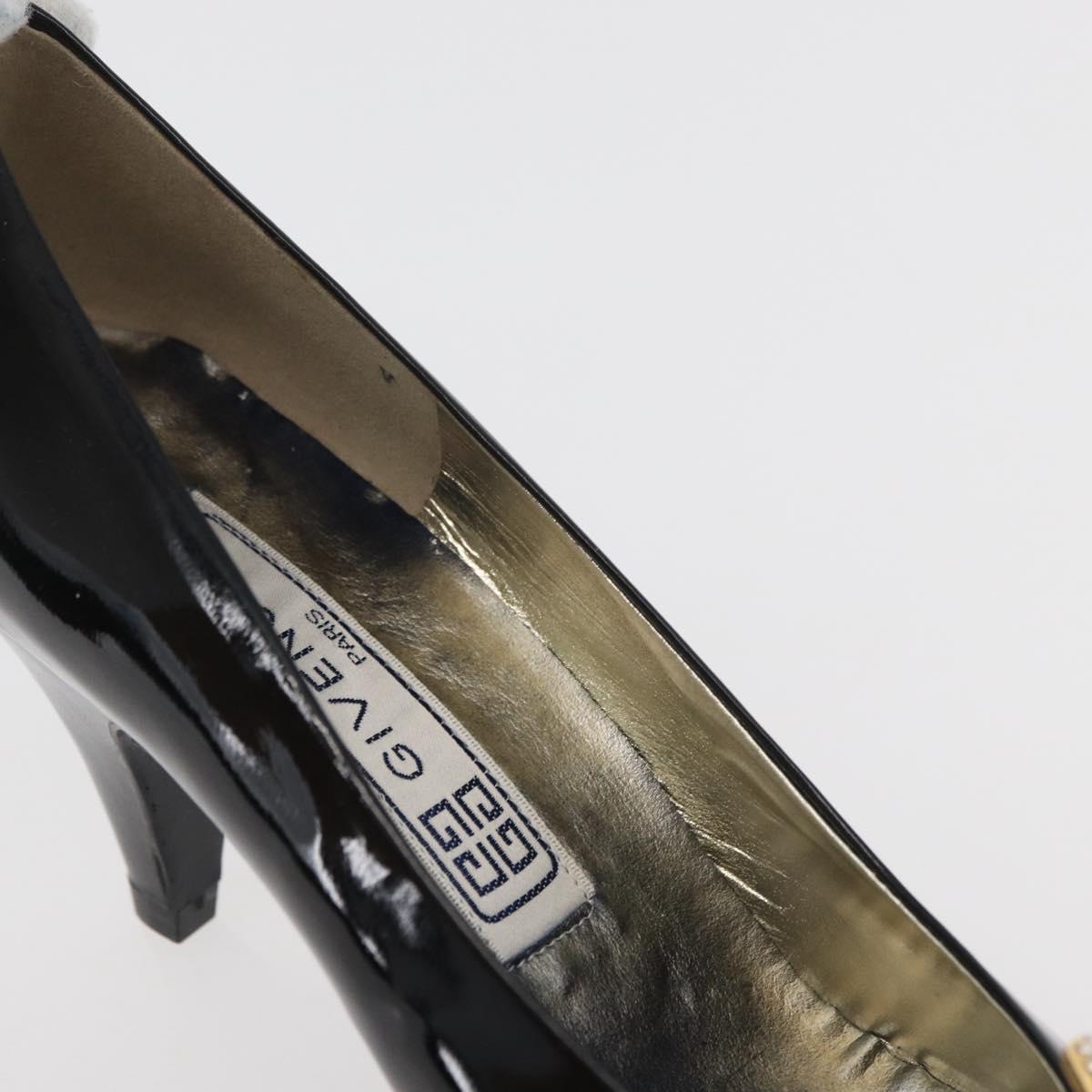 GIVENCHY Heel Patent leather Black Gold Auth ti3934