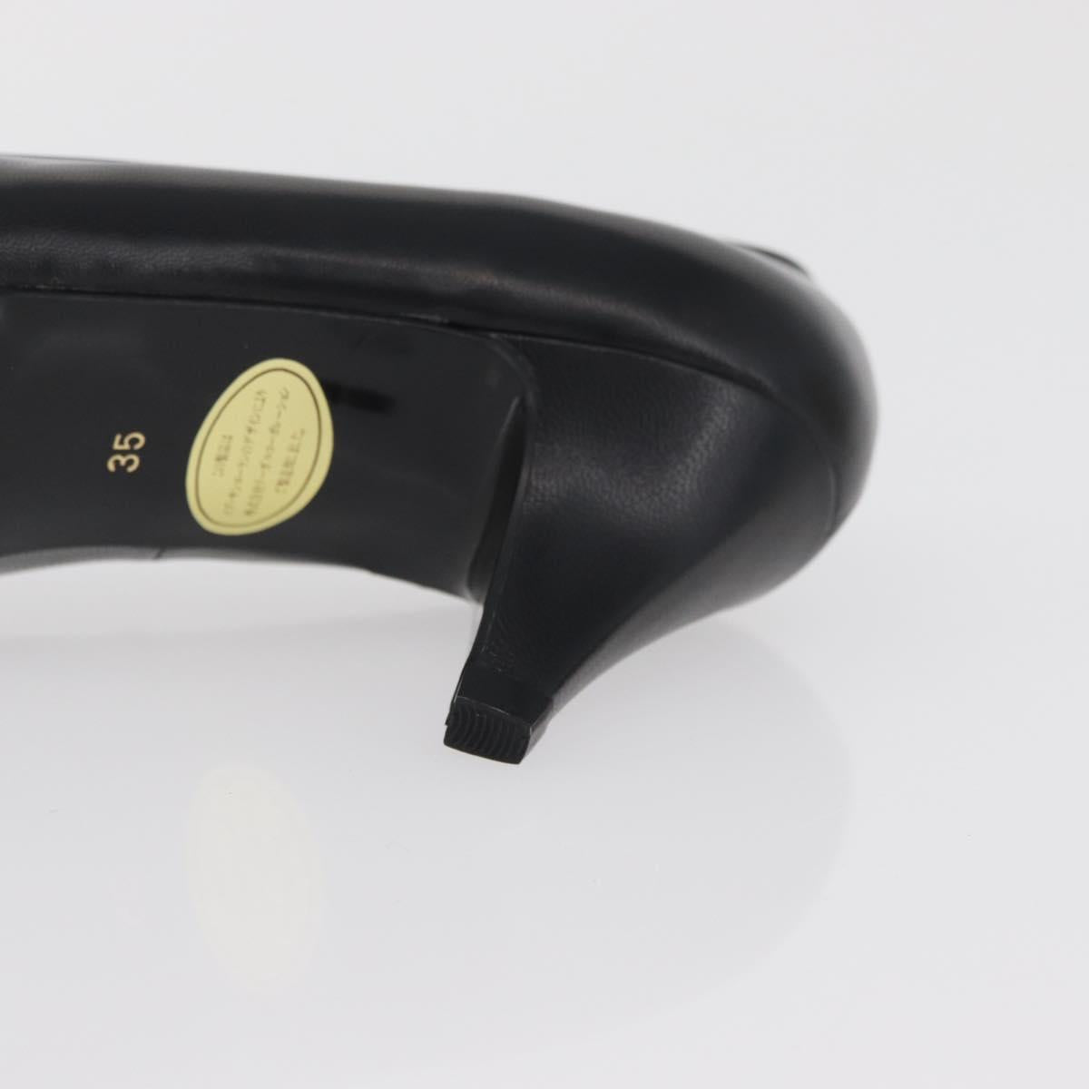 SAINT LAURENT Heel Leather Black Gold Auth ti3935
