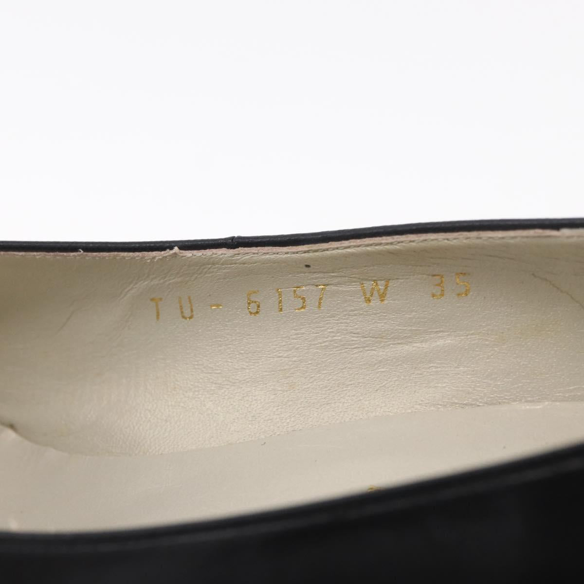 SAINT LAURENT Heel Leather Black Gold Auth ti3935