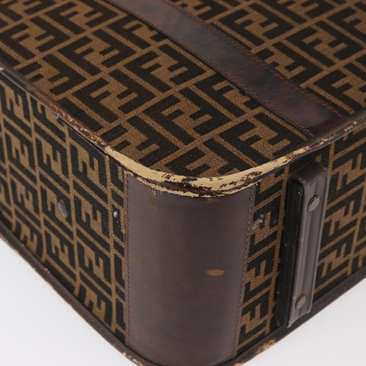 FENDI Zucca Canvas Trunk Black Brown Auth ti3936A