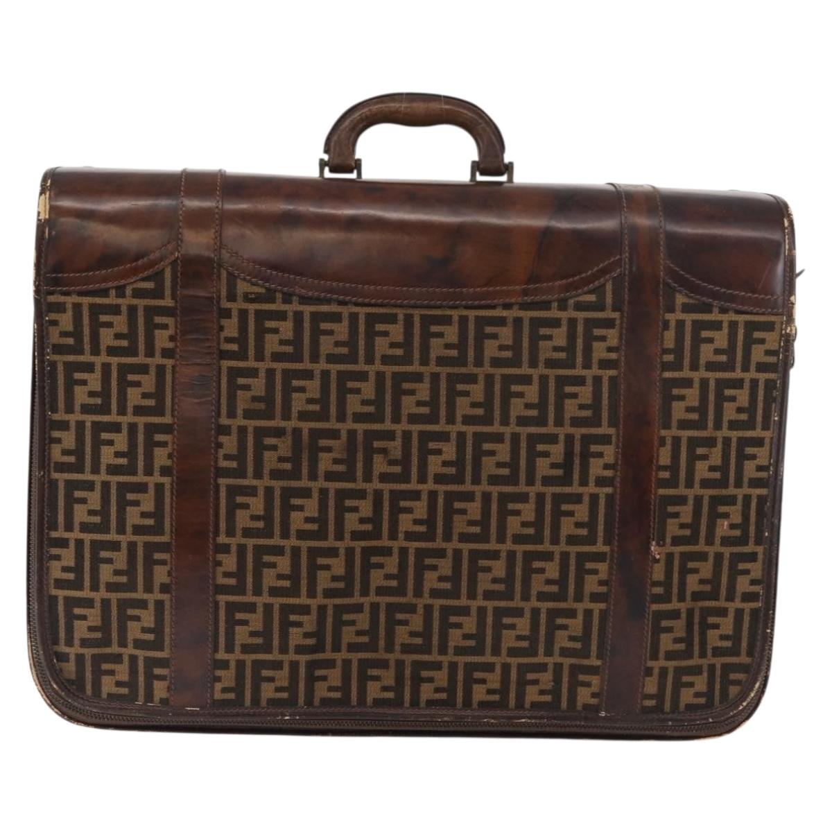 FENDI Zucca Canvas Trunk Black Brown Auth ti3936A