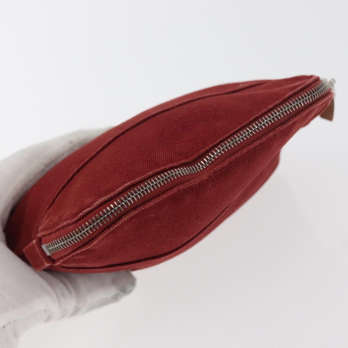 HERMES Bolide Pouch cotton 2 Set Red Auth ti3937