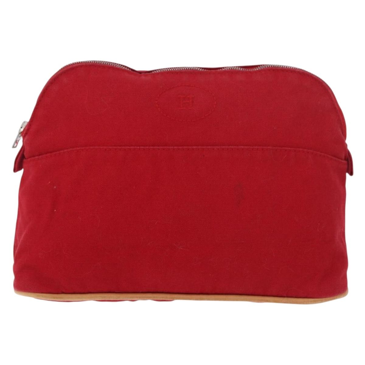 HERMES Bolide Pouch cotton 2 Set Red Auth ti3937