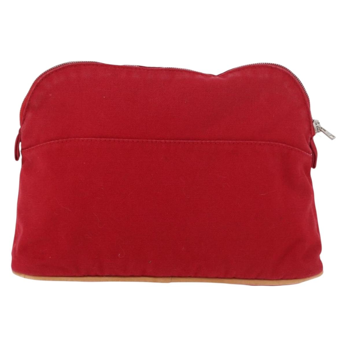HERMES Bolide Pouch cotton 2 Set Red Auth ti3937