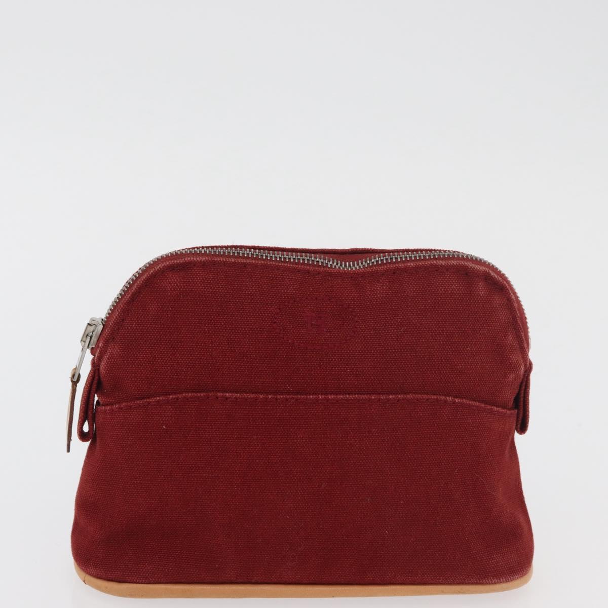HERMES Bolide Pouch cotton 2 Set Red Auth ti3937