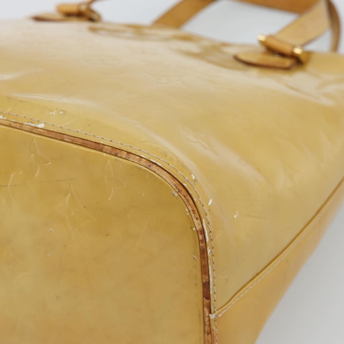 LOUIS VUITTON Monogram Vernis Houston Hand Bag Beige M91004 LV Auth ti3941
