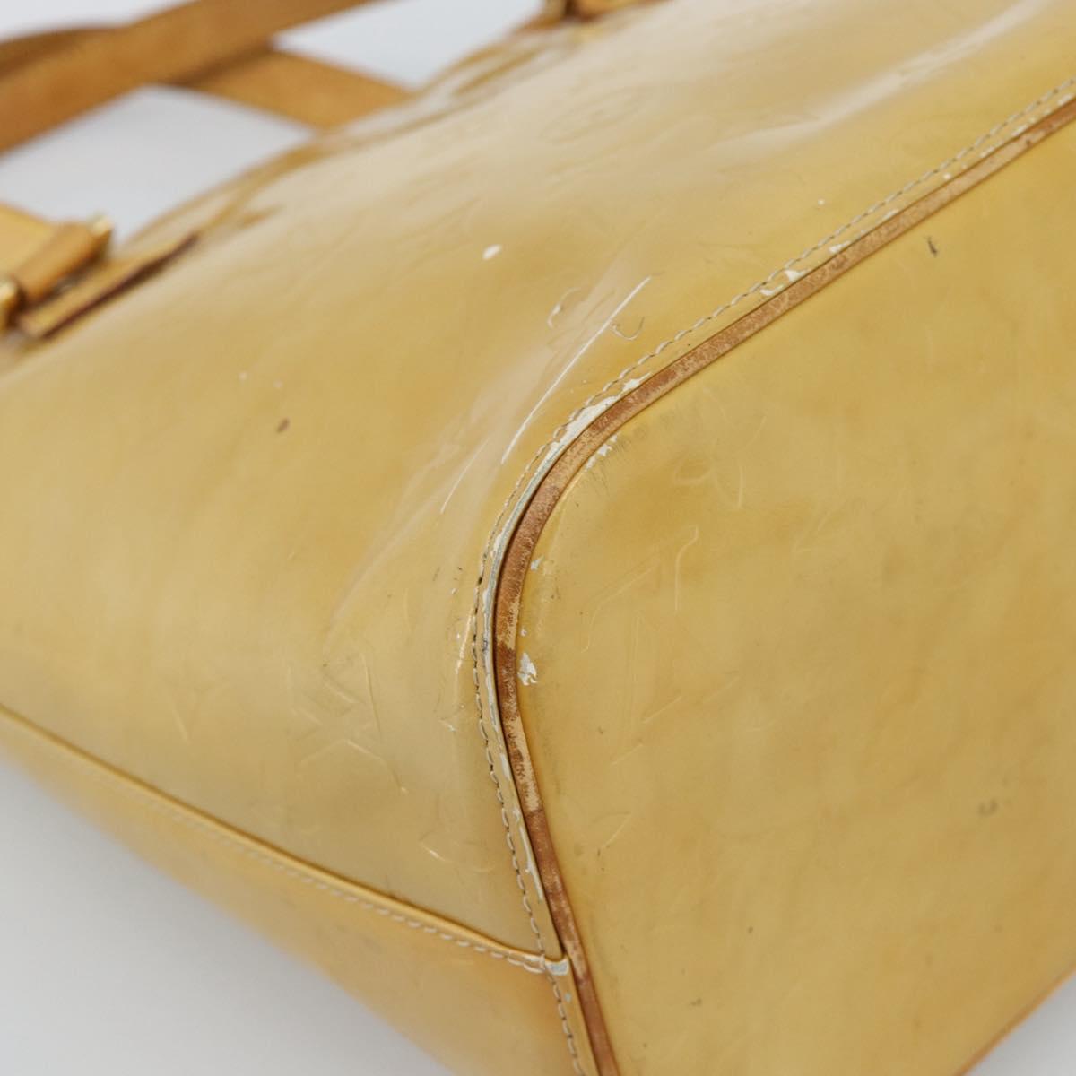 LOUIS VUITTON Monogram Vernis Houston Hand Bag Beige M91004 LV Auth ti3941