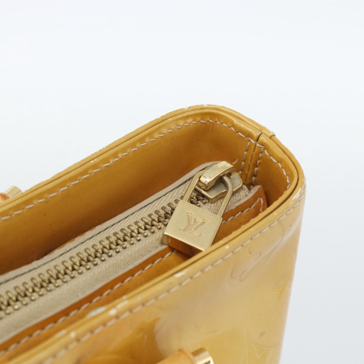 LOUIS VUITTON Monogram Vernis Houston Hand Bag Beige M91004 LV Auth ti3941