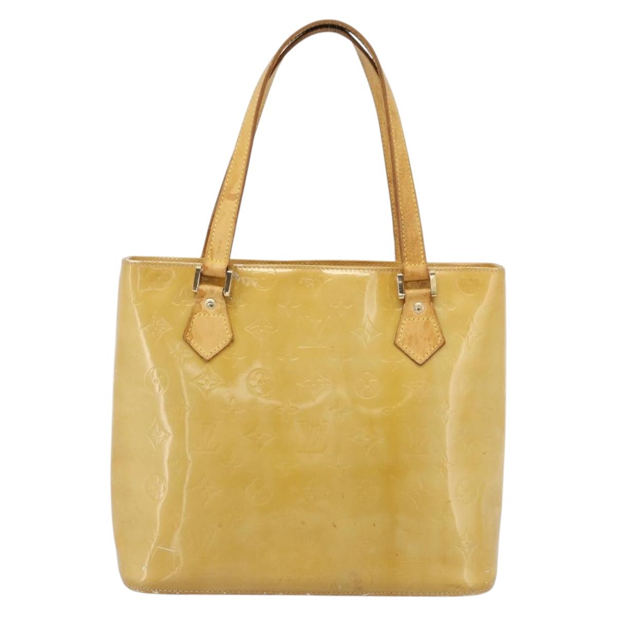 LOUIS VUITTON Monogram Vernis Houston Hand Bag Beige M91004 LV Auth ti3941