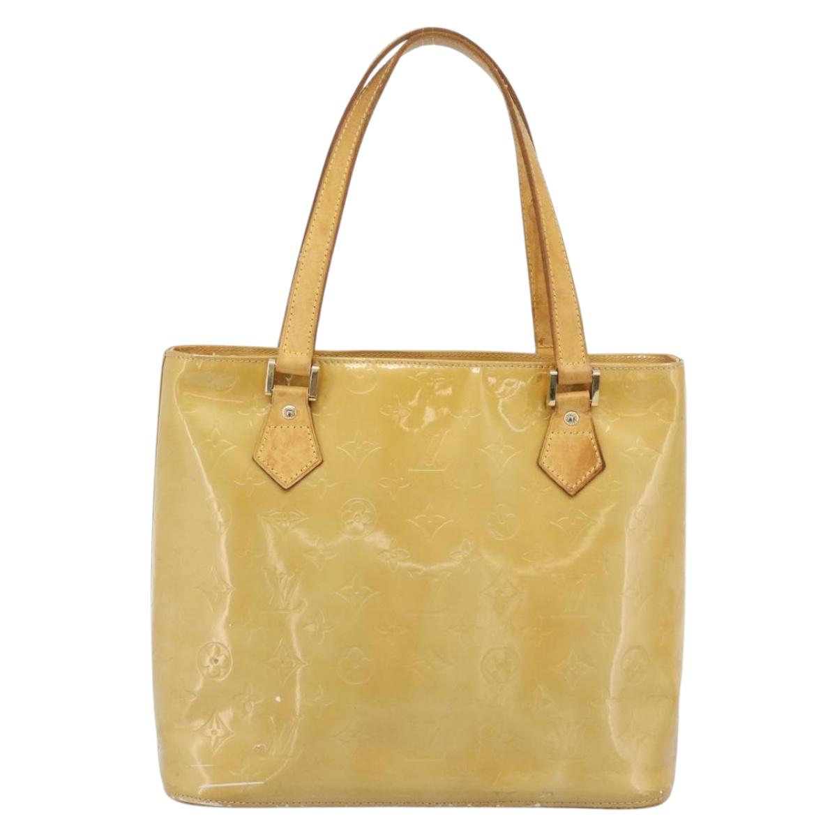 LOUIS VUITTON Monogram Vernis Houston Hand Bag Beige M91004 LV Auth ti3941