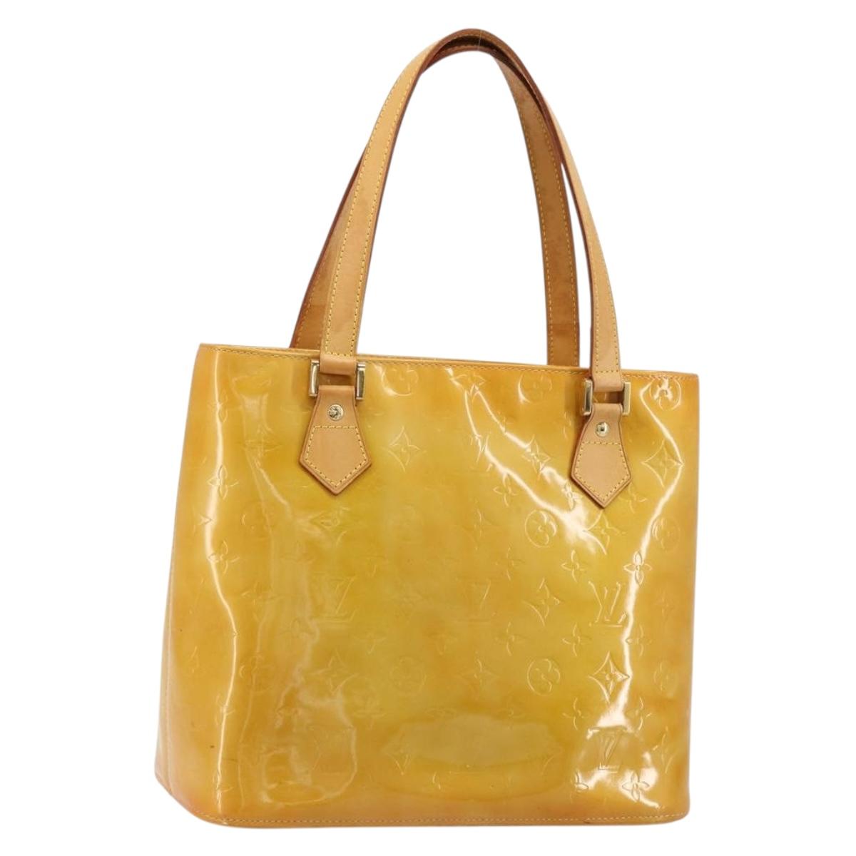 LOUIS VUITTON Monogram Vernis Houston Hand Bag Beige M91004 LV Auth ti3942
