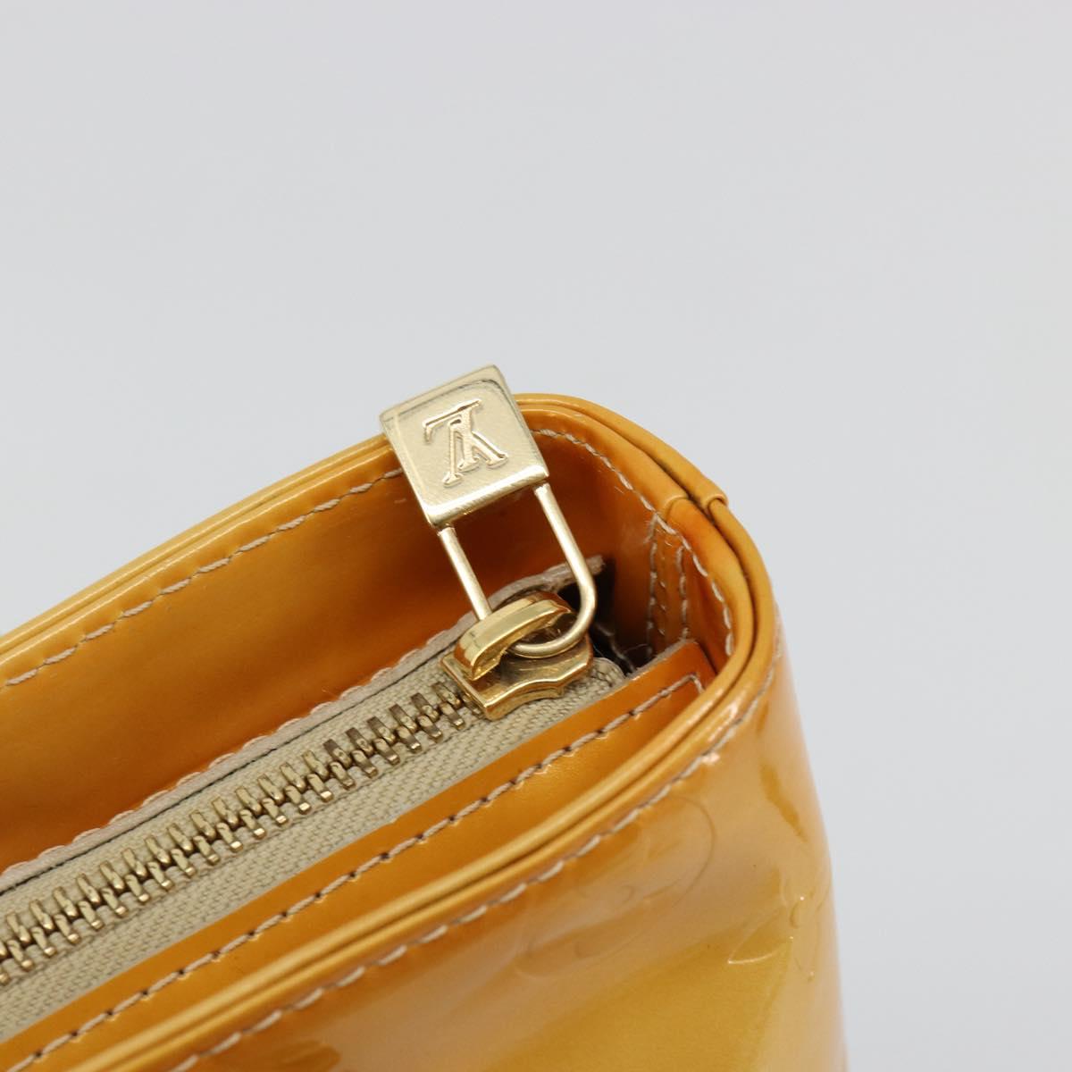 LOUIS VUITTON Monogram Vernis Houston Hand Bag Beige M91004 LV Auth ti3942