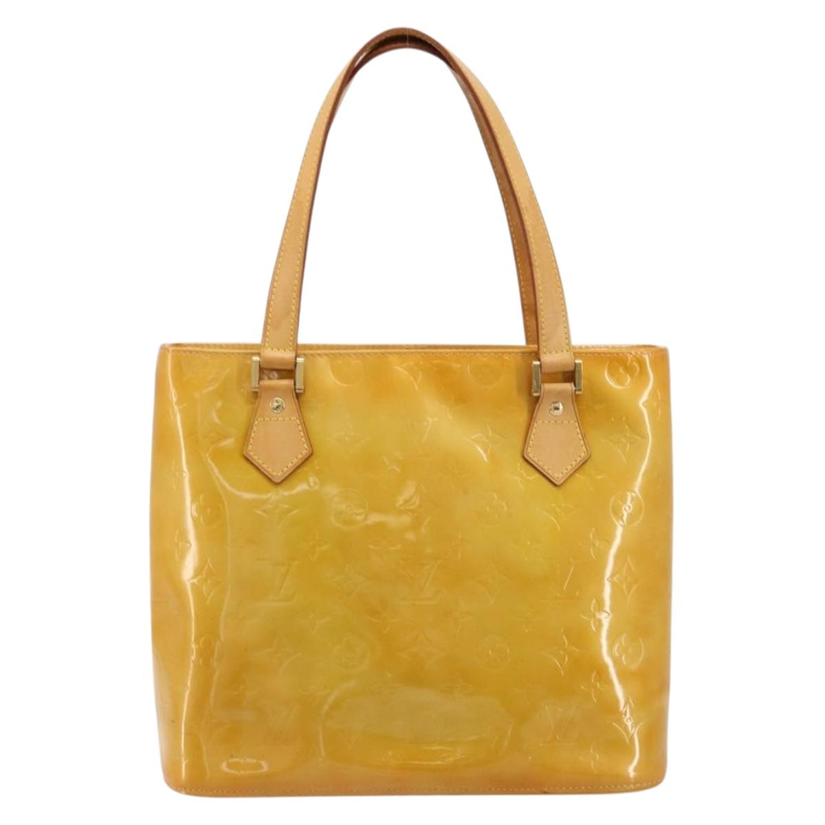 LOUIS VUITTON Monogram Vernis Houston Hand Bag Beige M91004 LV Auth ti3942
