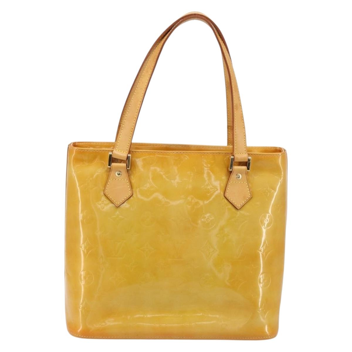 LOUIS VUITTON Monogram Vernis Houston Hand Bag Beige M91004 LV Auth ti3942