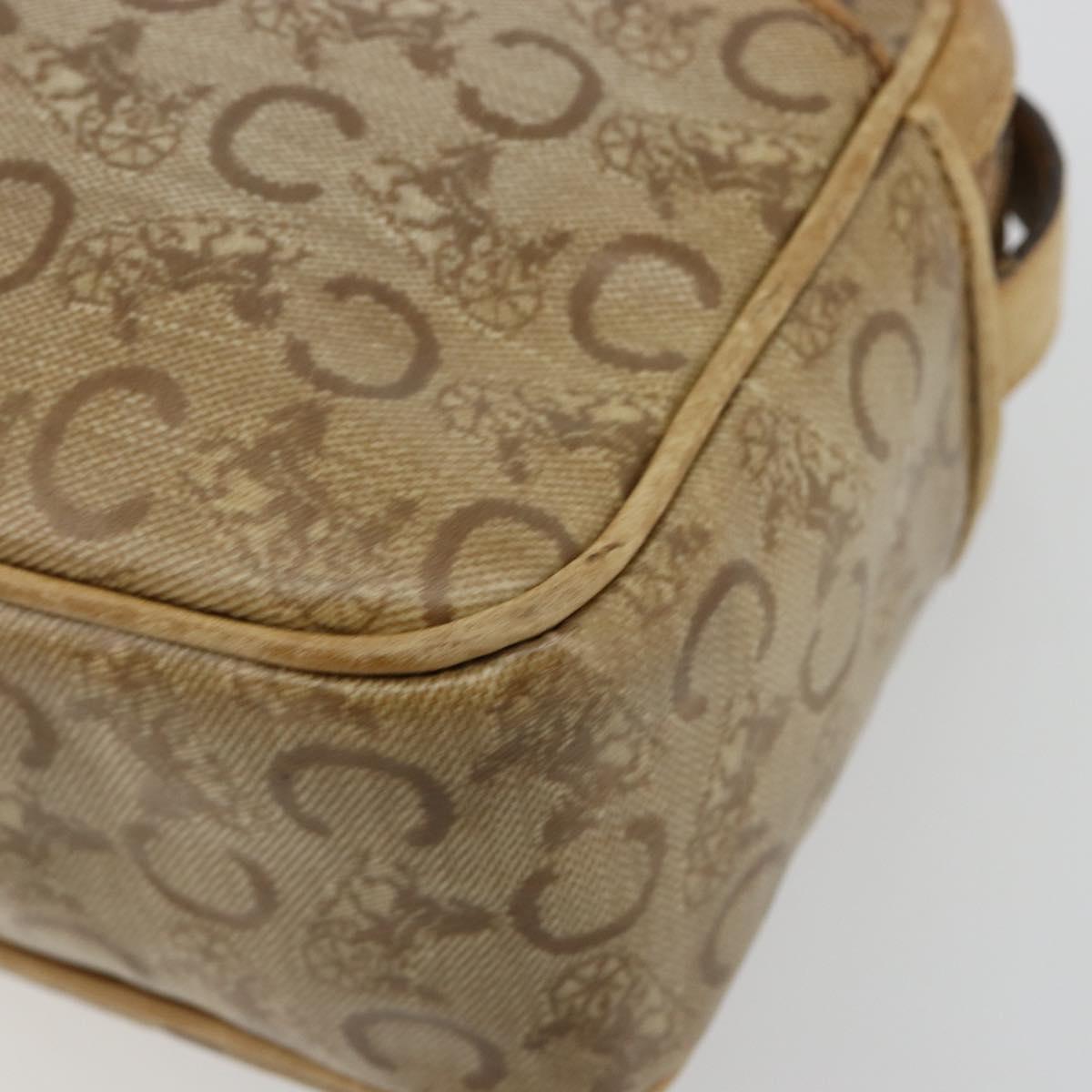 CELINE C Sulky Shoulder Bag Coated Canvas Beige Gold Auth ti3958