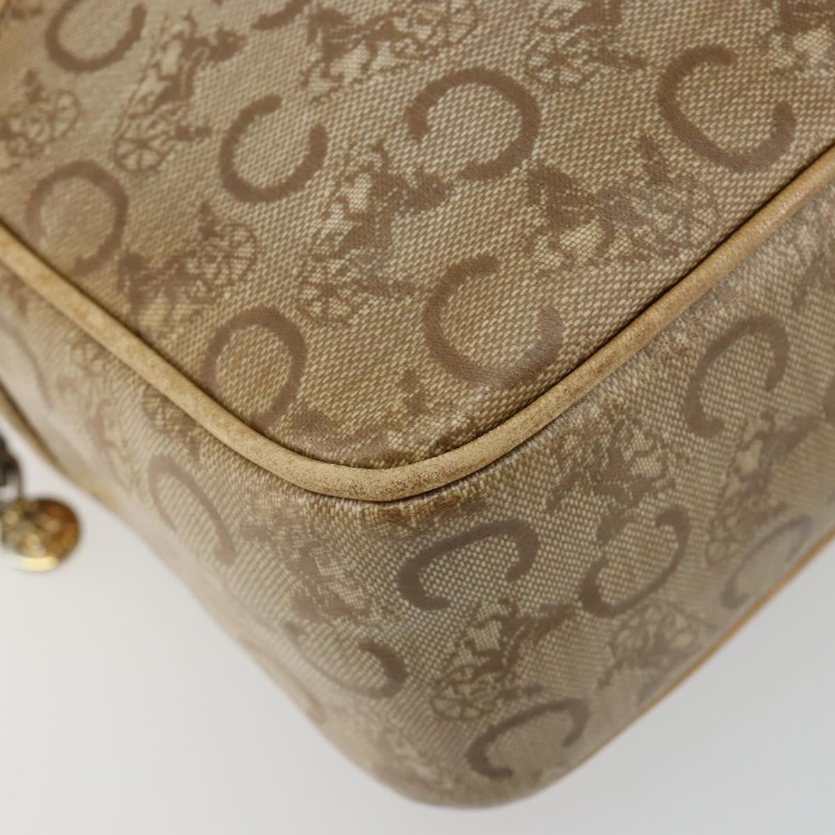 CELINE C Sulky Shoulder Bag Coated Canvas Beige Gold Auth ti3958