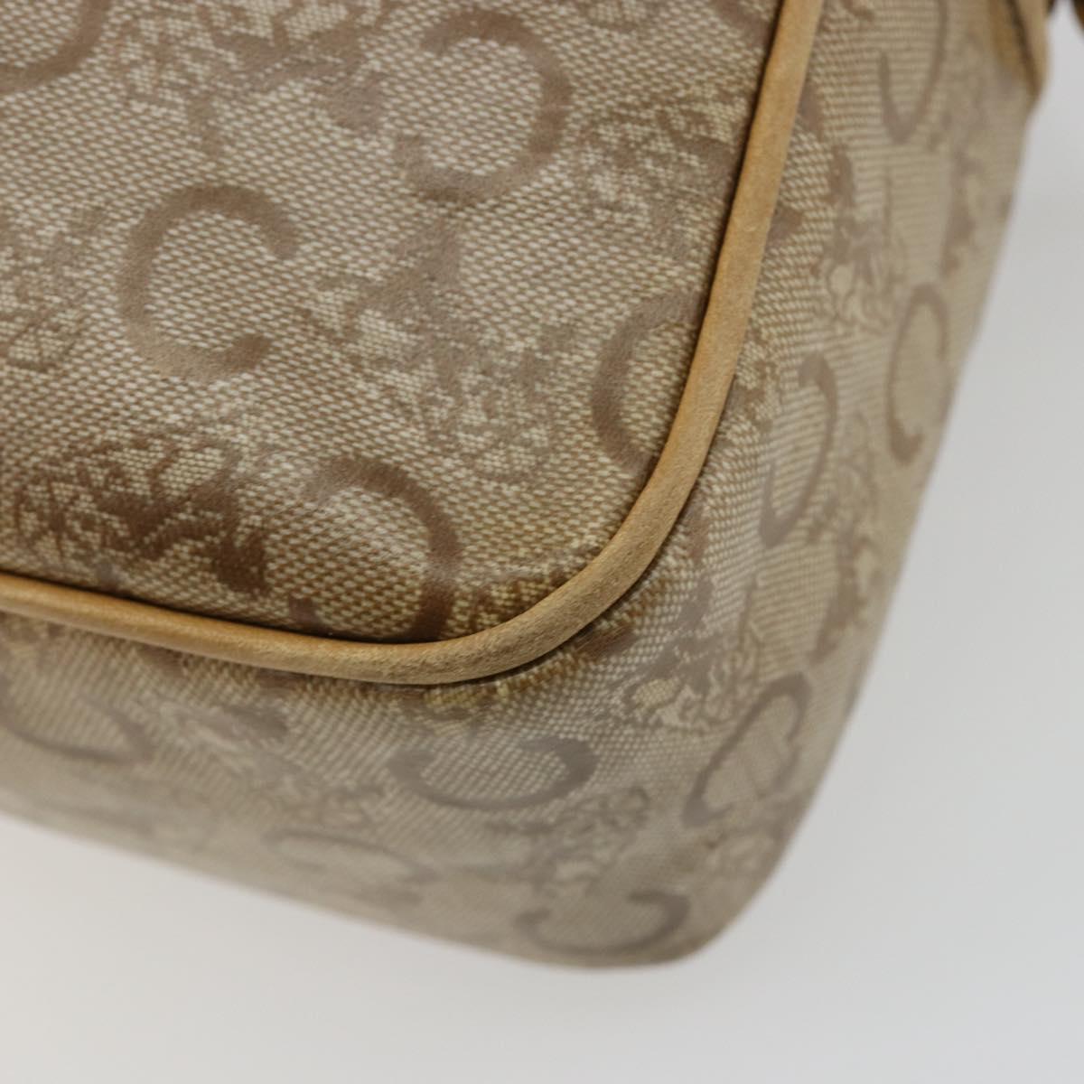 CELINE C Sulky Shoulder Bag Coated Canvas Beige Gold Auth ti3958