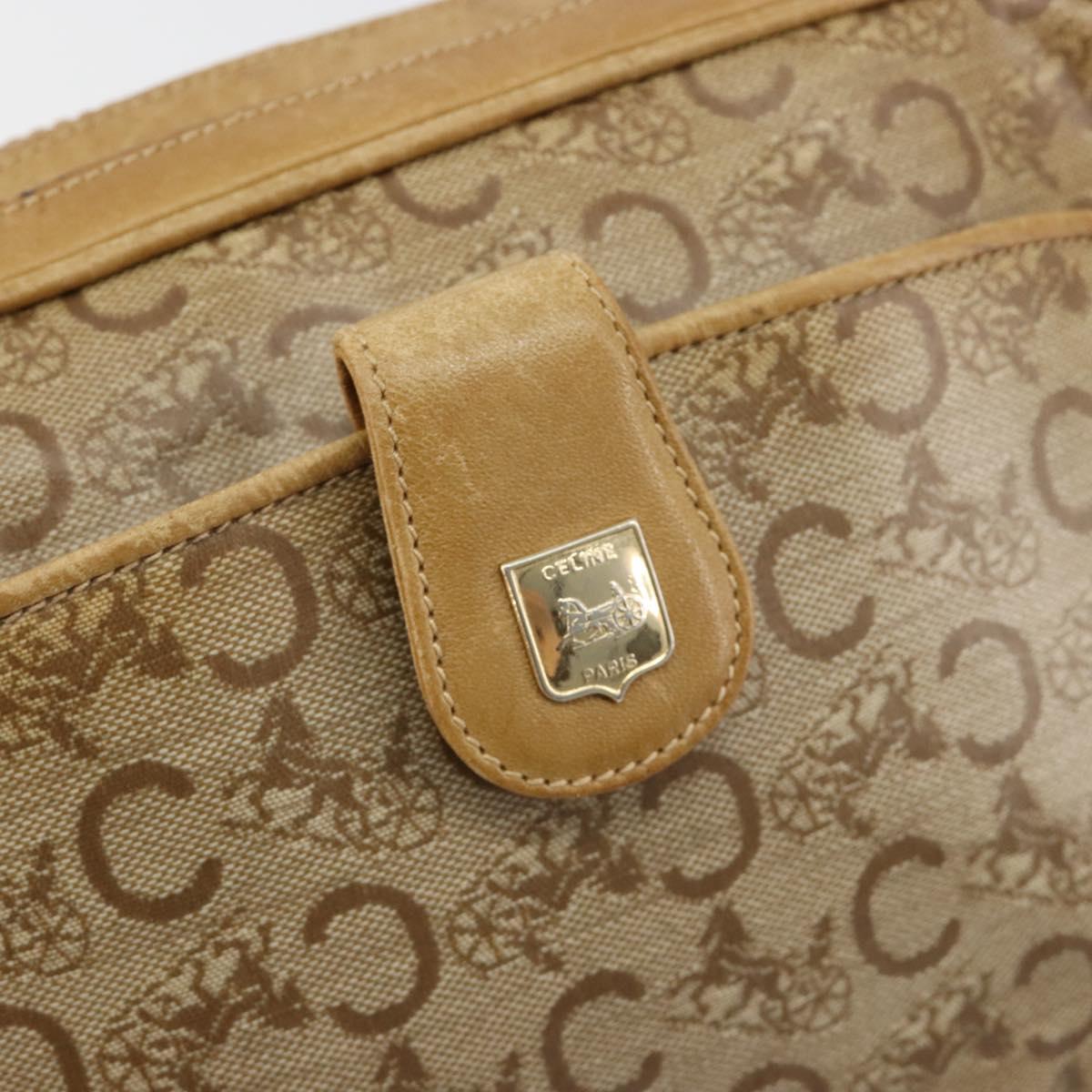 CELINE C Sulky Shoulder Bag Coated Canvas Beige Gold Auth ti3958