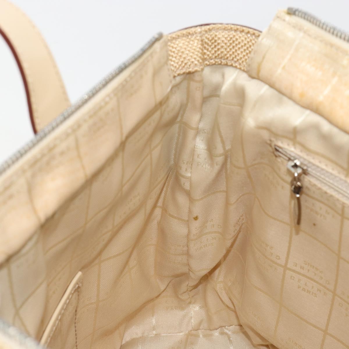 CELINE Tote Bag Canvas Beige Gold CC Auth ti3959