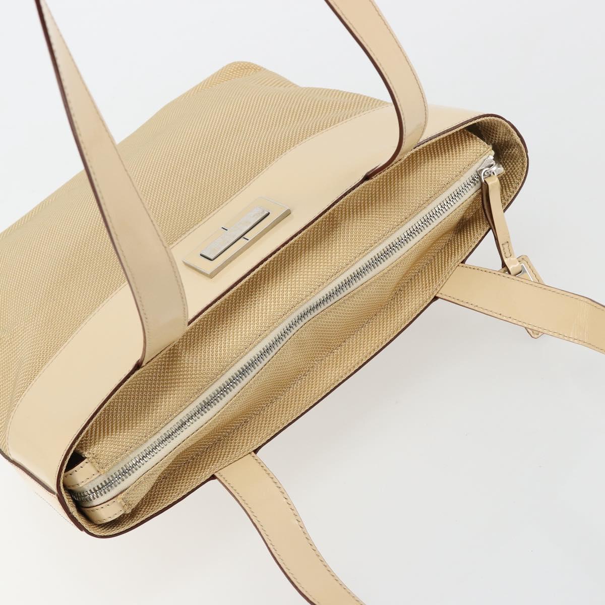 CELINE Tote Bag Canvas Beige Gold CC Auth ti3959