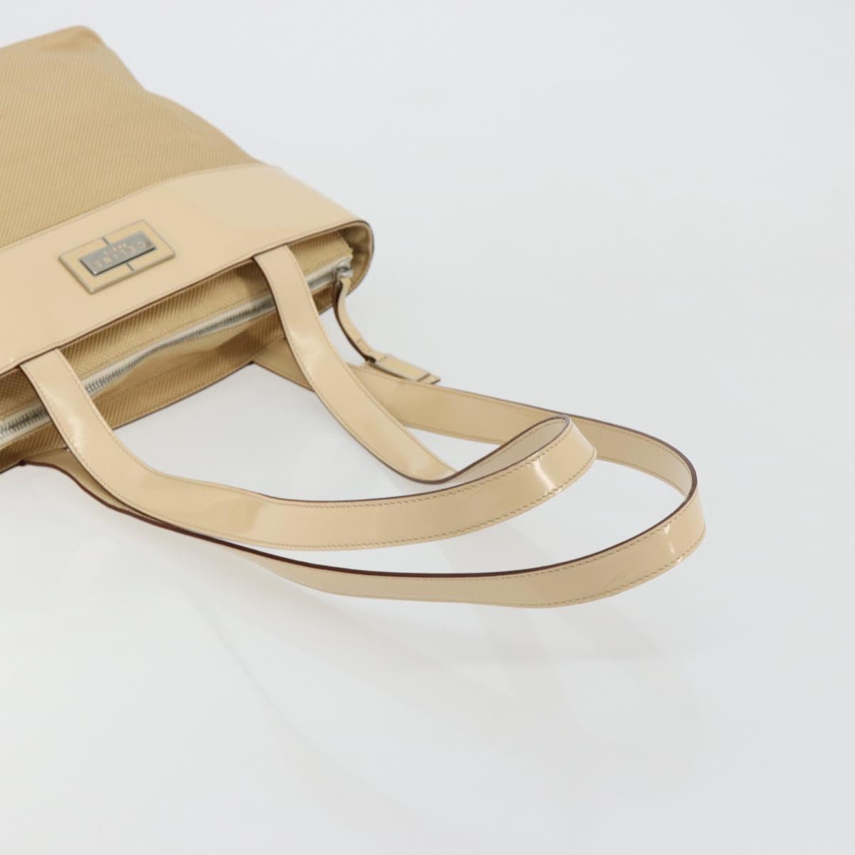 CELINE Tote Bag Canvas Beige Gold CC Auth ti3959