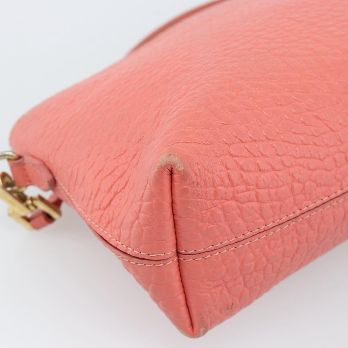 BURBERRY Shoulder Bag Leather Pink Gold Auth ti3960