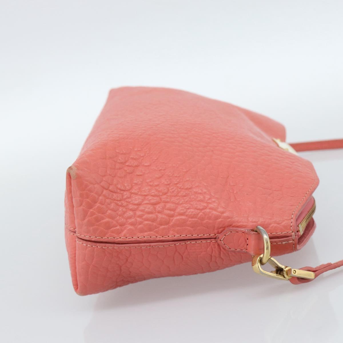 BURBERRY Shoulder Bag Leather Pink Gold Auth ti3960