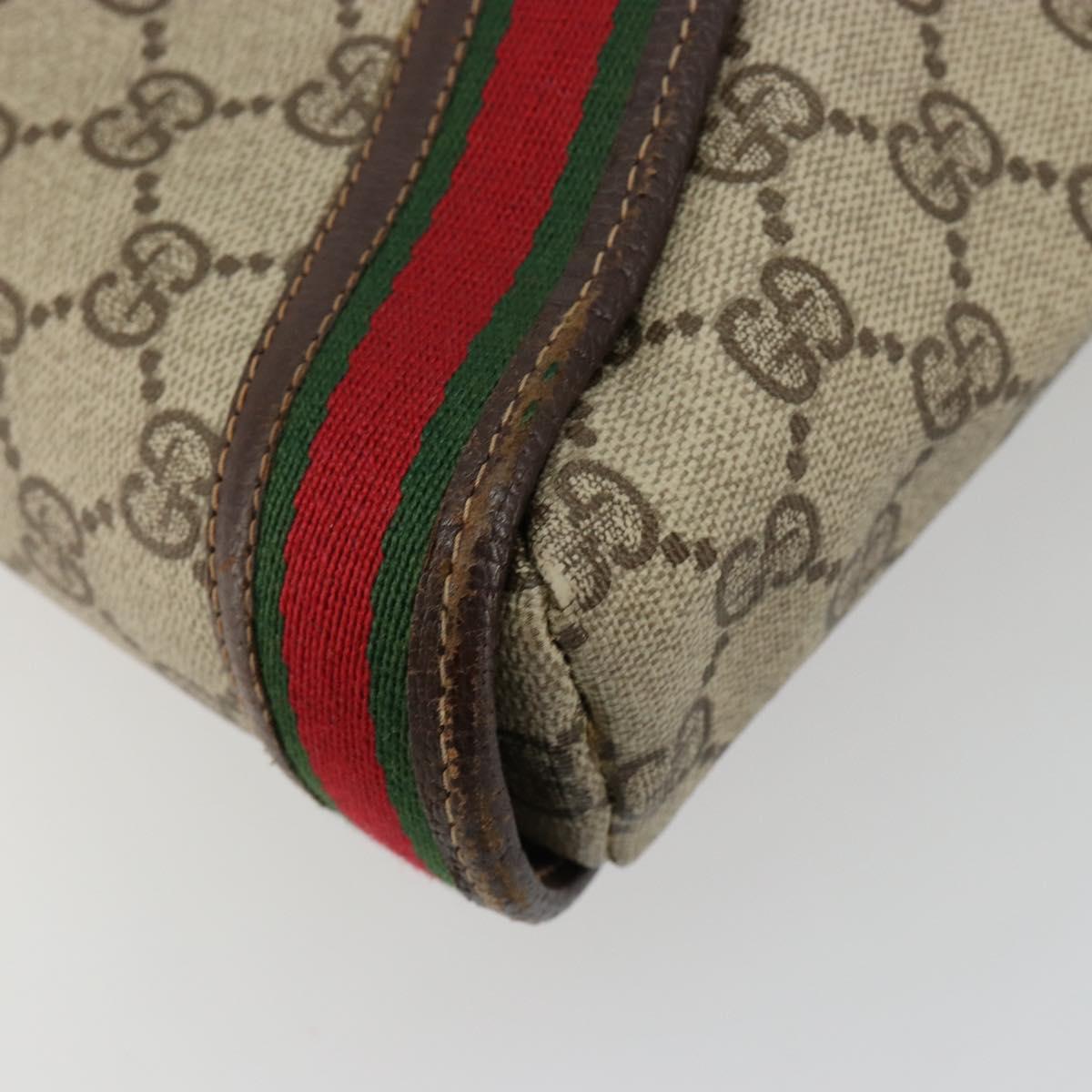 GUCCI GG Supreme Web Sherry Line Shoulder Bag PVC Beige Gold Auth ti3963