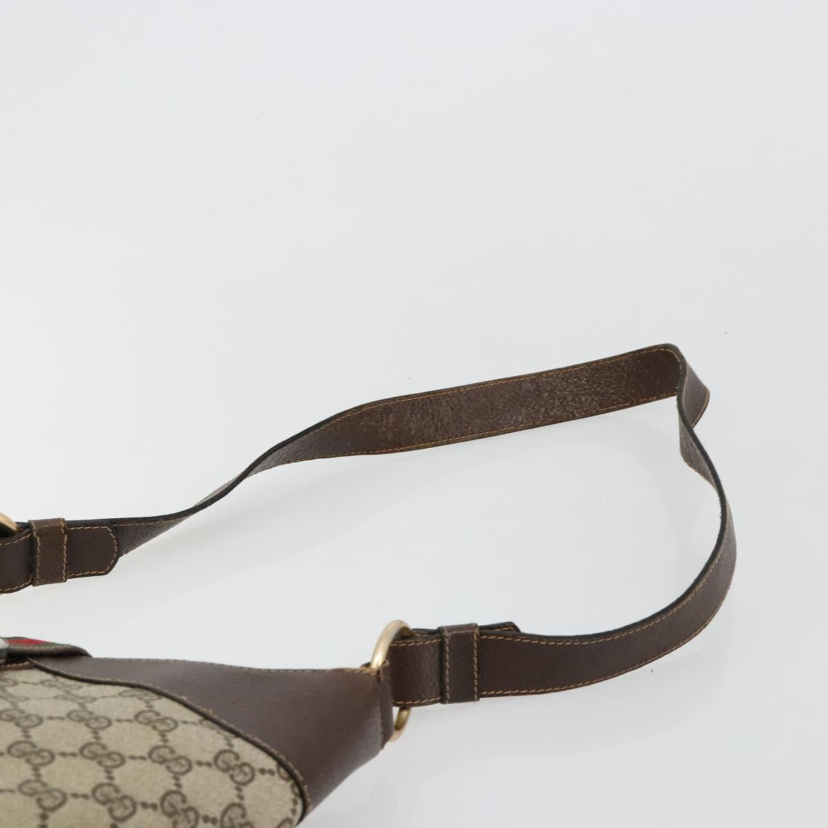 GUCCI GG Supreme Web Sherry Line Shoulder Bag PVC Beige Gold Auth ti3963