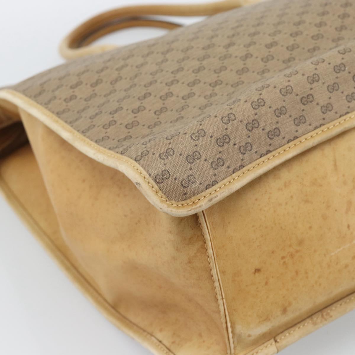 GUCCI Micro GG Supreme WebSherry Line Horsebit Bag PVC Beige Auth ti3965