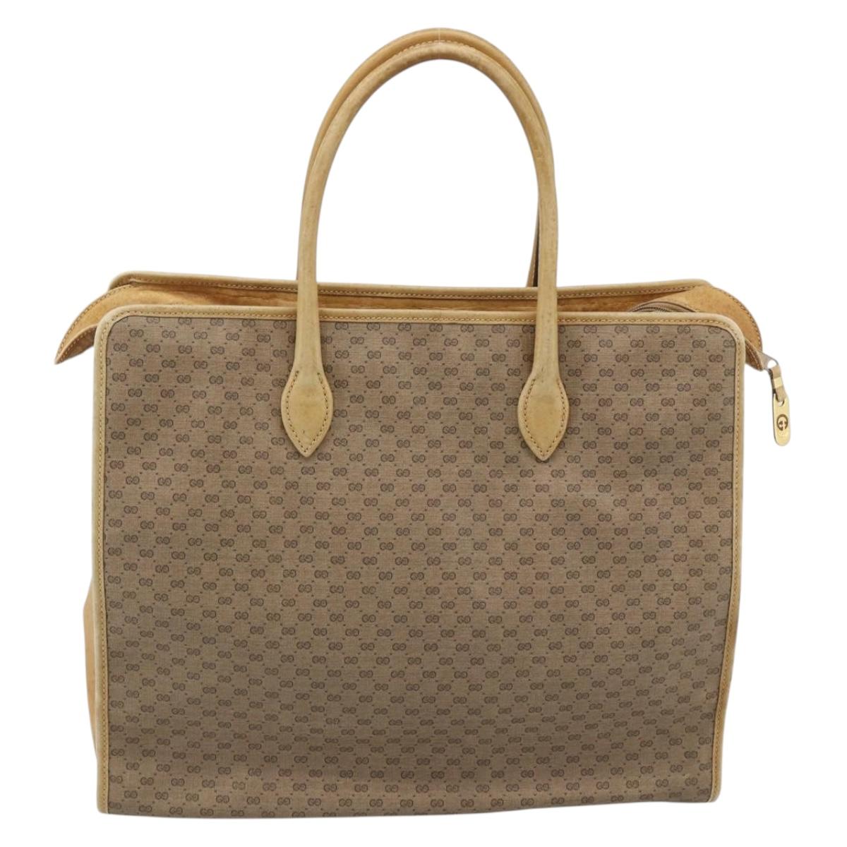 GUCCI Micro GG Supreme WebSherry Line Horsebit Bag PVC Beige Auth ti3965