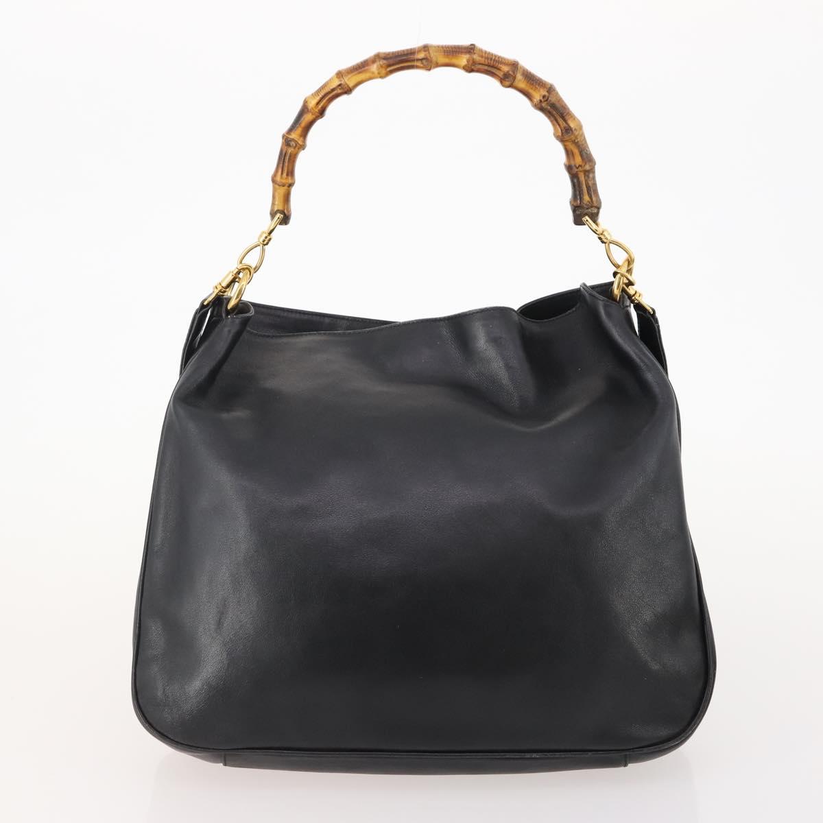 GUCCI Bamboo Shoulder Bag Leather Nylon 2way 2 Set Black Auth ti3966