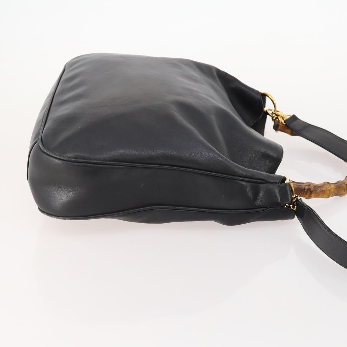 GUCCI Bamboo Shoulder Bag Leather Nylon 2way 2 Set Black Auth ti3966