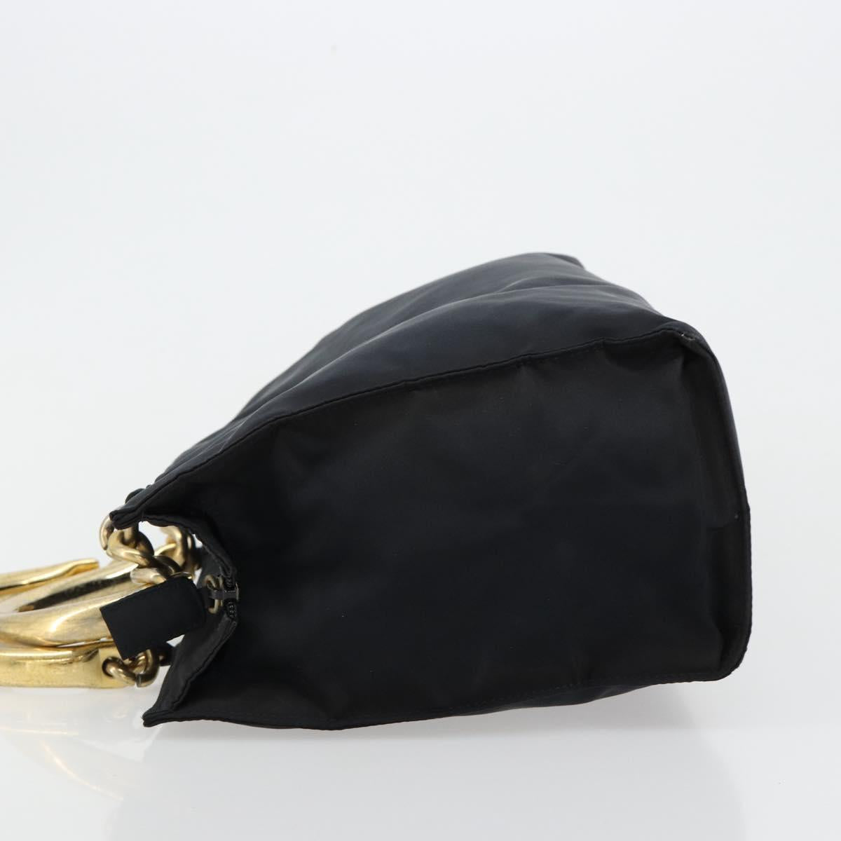 PRADA Hand Bag Nylon Black Gold Auth ti3967