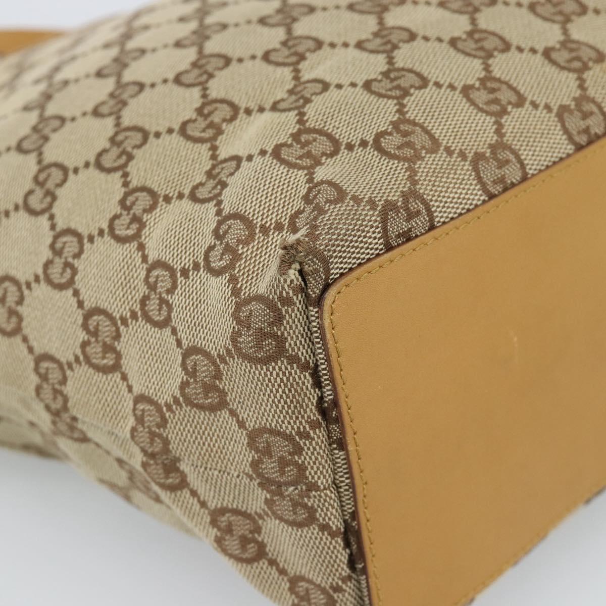 GUCCI GG Canvas Tote Bag Beige Gold 002 1099 Auth ti3968