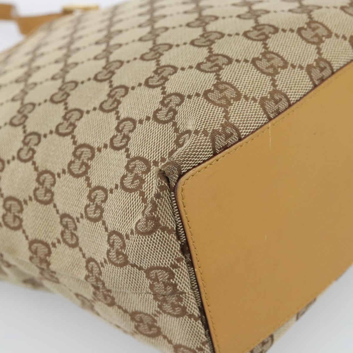 GUCCI GG Canvas Tote Bag Beige Gold 002 1099 Auth ti3968