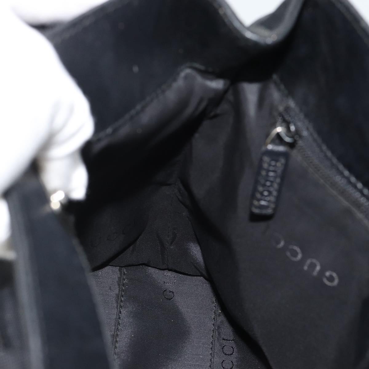 GUCCI Tote Bag Canvas Black Silver 002 1075 Auth ti3969