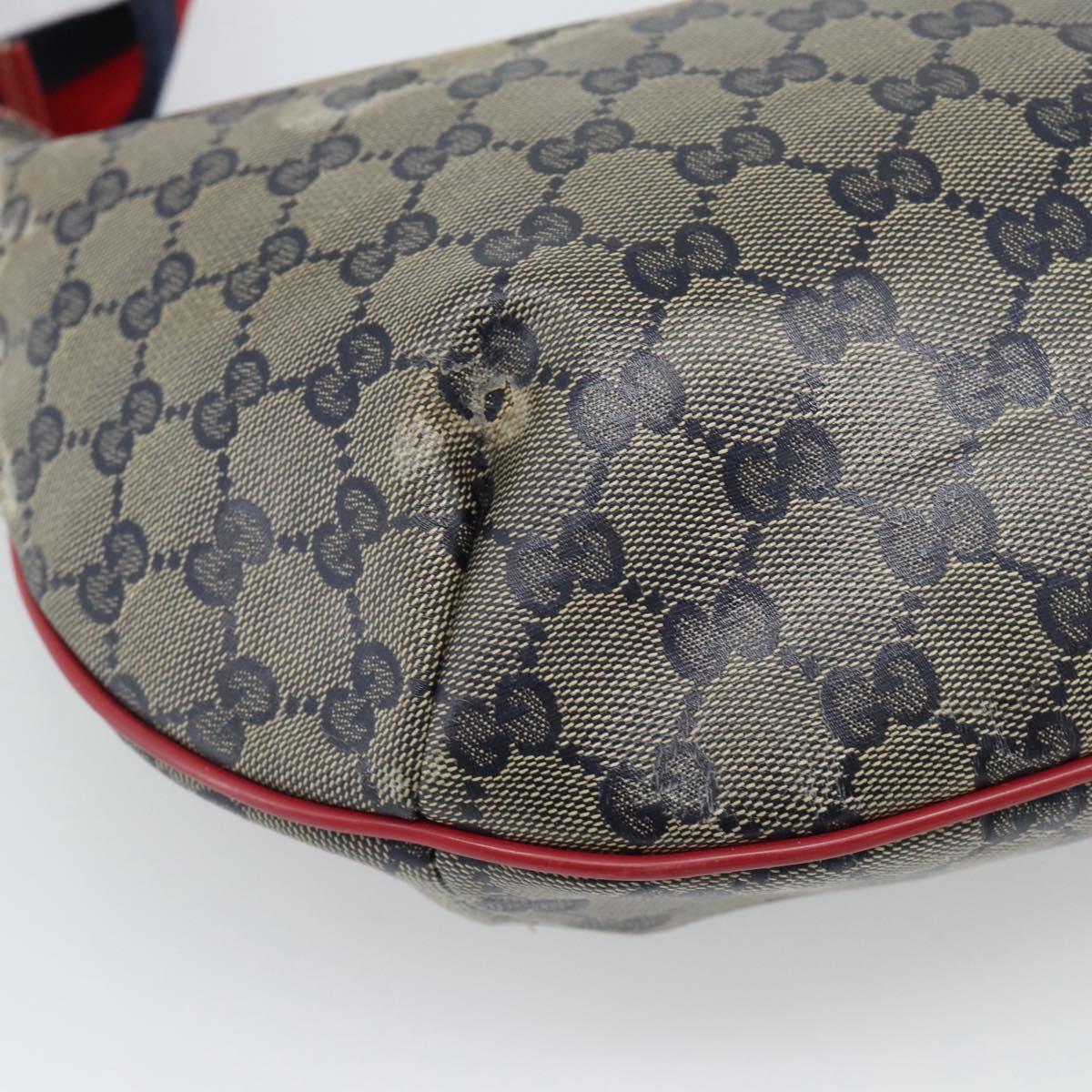 GUCCI GG Crystal Sherry Line Bag Coated Canvas Navy Gold 181092 Auth ti3970