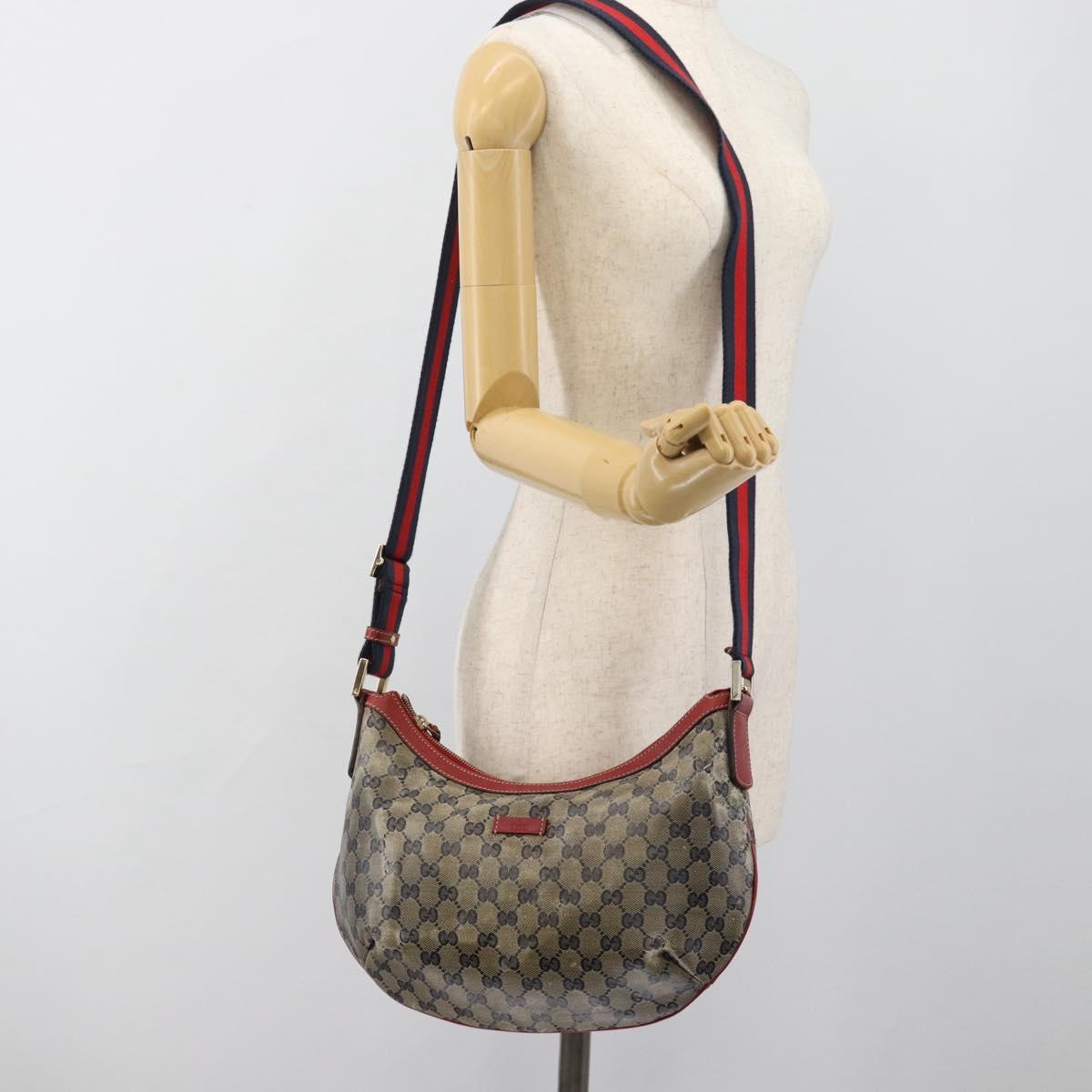 GUCCI GG Crystal Sherry Line Bag Coated Canvas Navy Gold 181092 Auth ti3970
