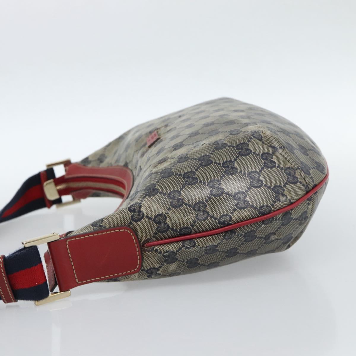 GUCCI GG Crystal Sherry Line Bag Coated Canvas Navy Gold 181092 Auth ti3970