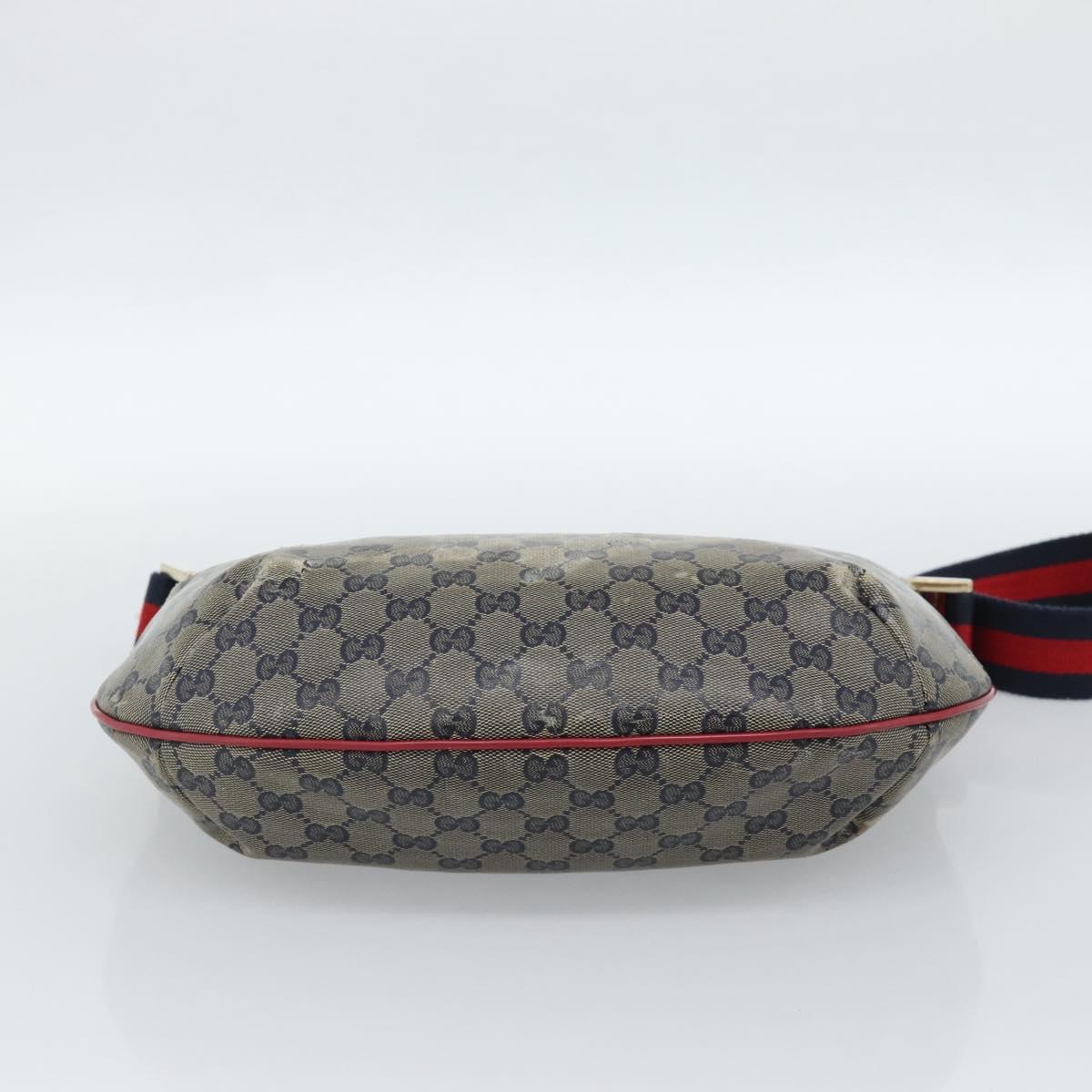 GUCCI GG Crystal Sherry Line Bag Coated Canvas Navy Gold 181092 Auth ti3970