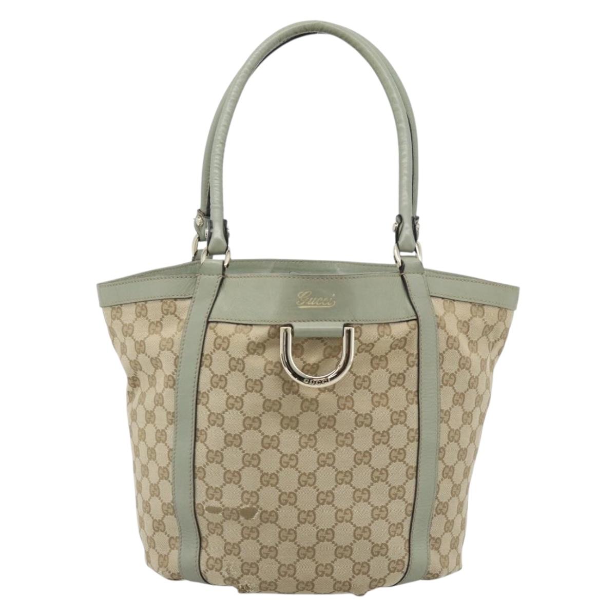 GUCCI GG Canvas Abbey Tote Bag Beige Gold 211982 Auth ti3971