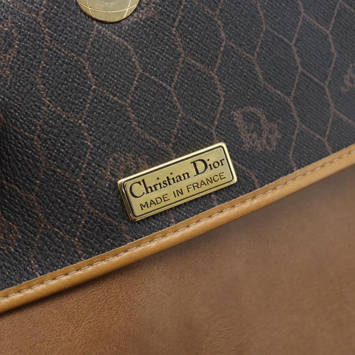 Christian Dior Honeycomb Canvas Shoulder Bag PVC Black Gold Auth ti3972