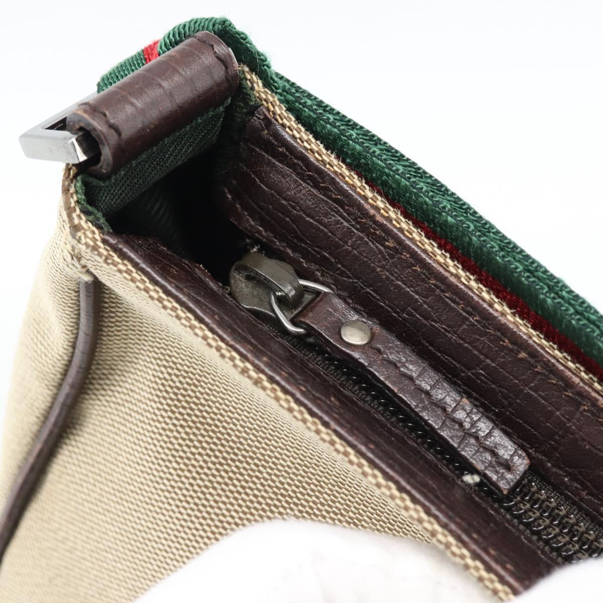GUCCI Web Sherry Line Shoulder Pouch Canvas 106644 Auth ti3973