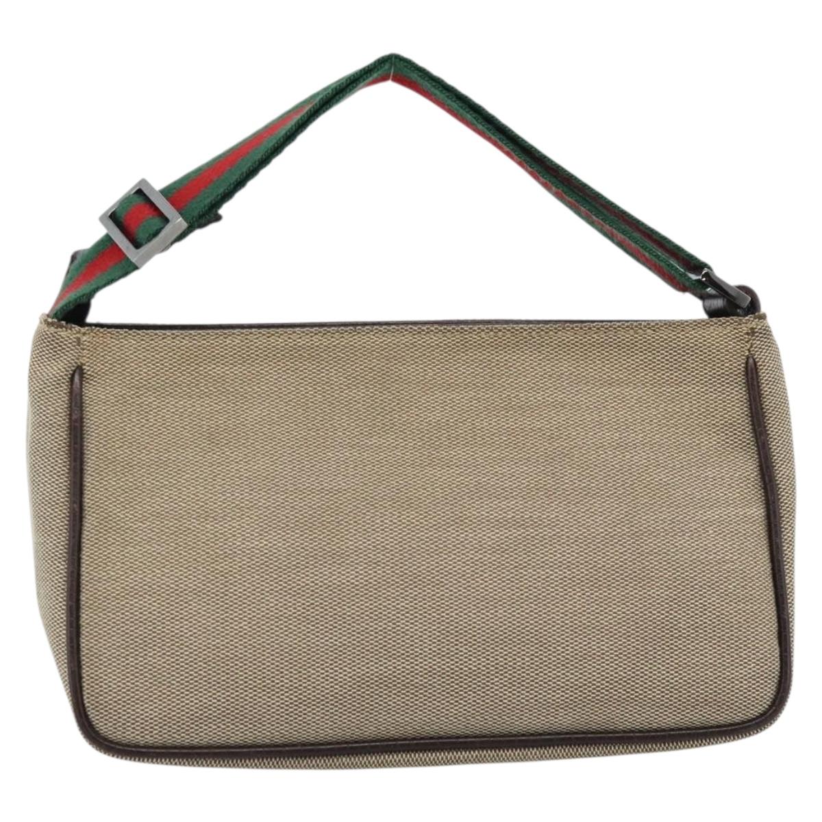 GUCCI Web Sherry Line Shoulder Pouch Canvas 106644 Auth ti3973
