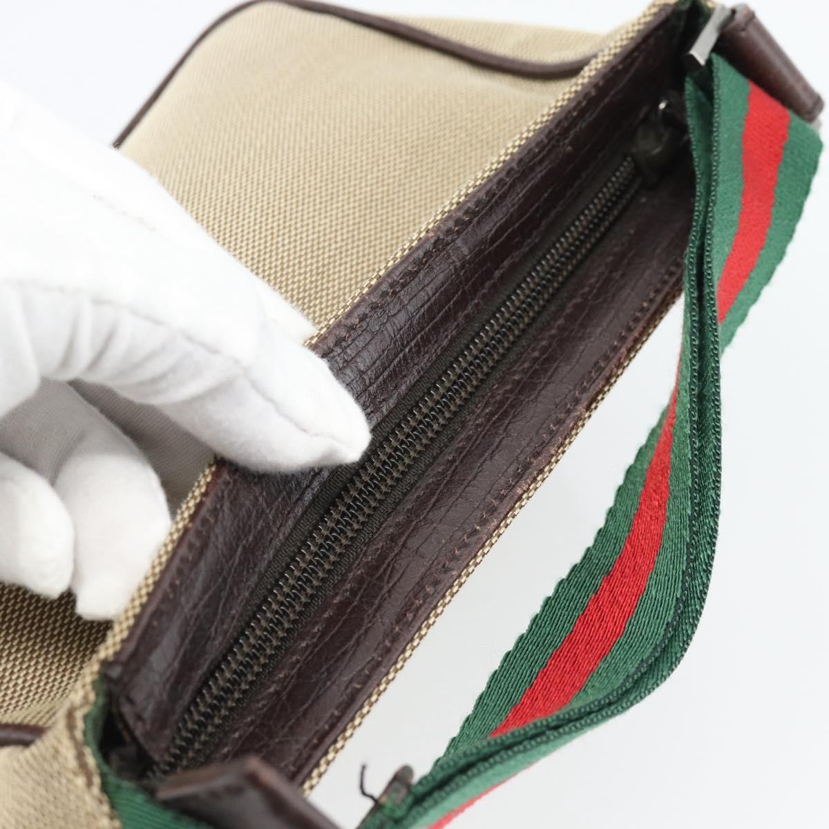 GUCCI Web Sherry Line Shoulder Pouch Canvas 106644 Auth ti3973