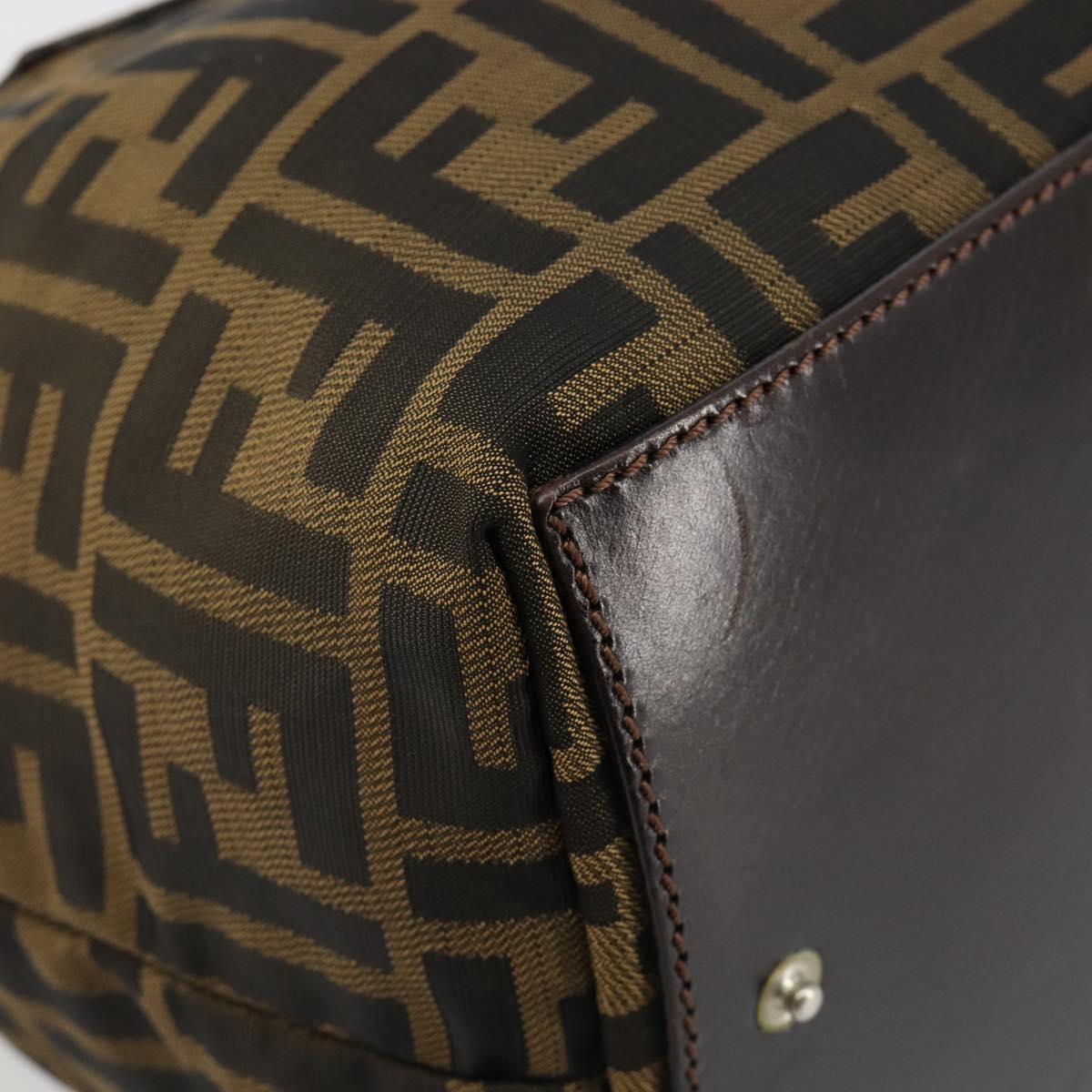 FENDI Zucca Canvas Hand Bag Black Brown Auth ti3974
